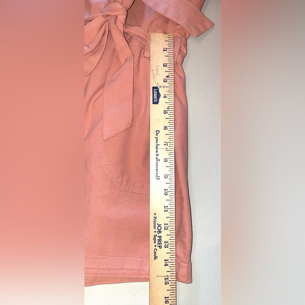 Paper Crane Coral Button-Up Shirts Romper w/Belt - Picture 6 of 10